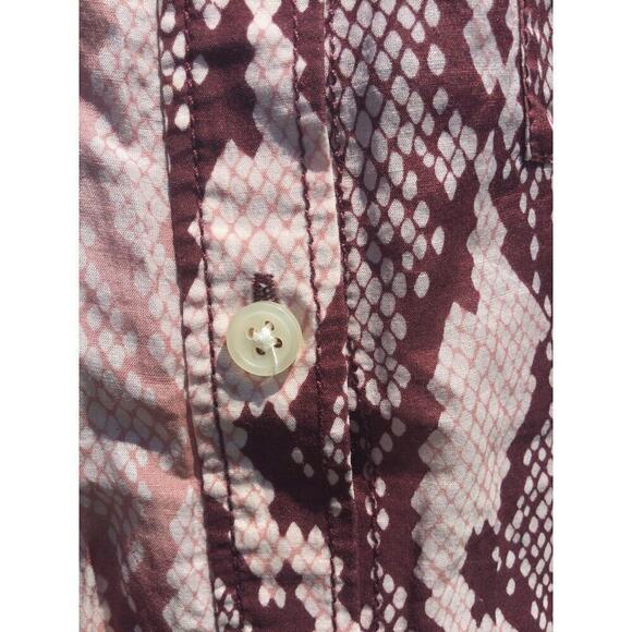 CURRENT/ELLIOTT Womens Short Sleeve Shirt 1 / S Pink Snake Reptile Bermuda Silk - Picture 6 of 14
